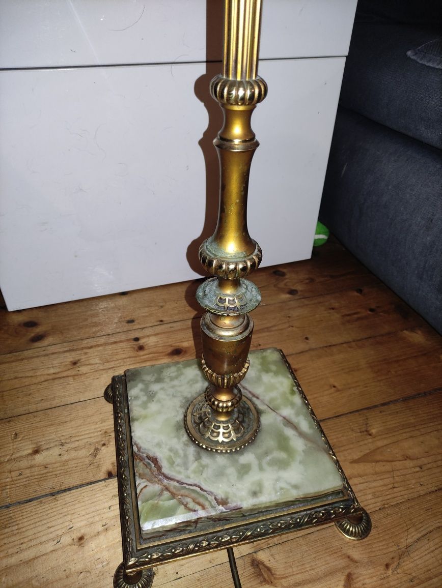 Lampa stojąca,witrażowa,mosiężna, stara w stylu Tiffany, duża, vintage