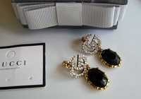 Gucci piękne kolczyki kryształowe GG+ czarny kryształ