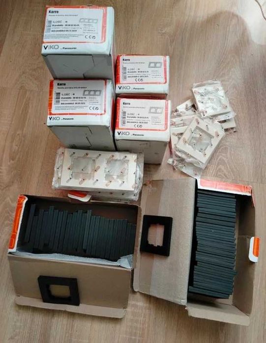 Zestaw 243szt gniazdek, włączników, przełączników, ramek nowe okazja