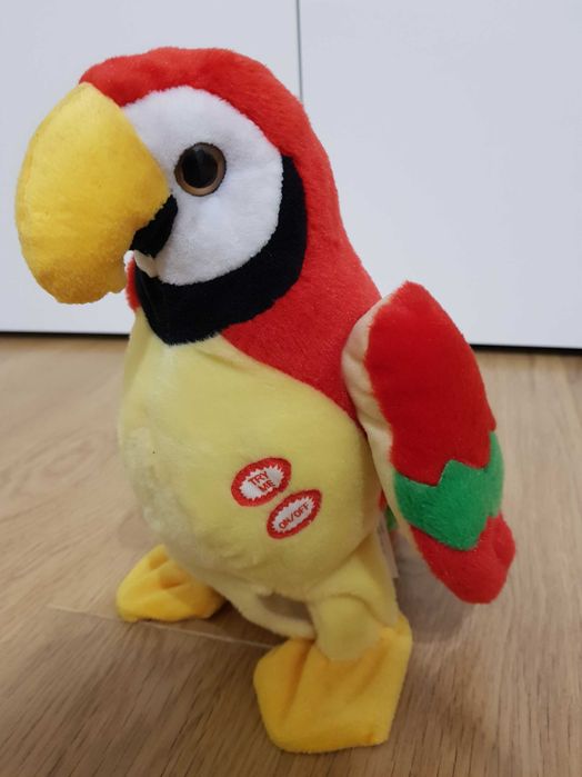Papuga pluszowa powtarzająca glos na baterie