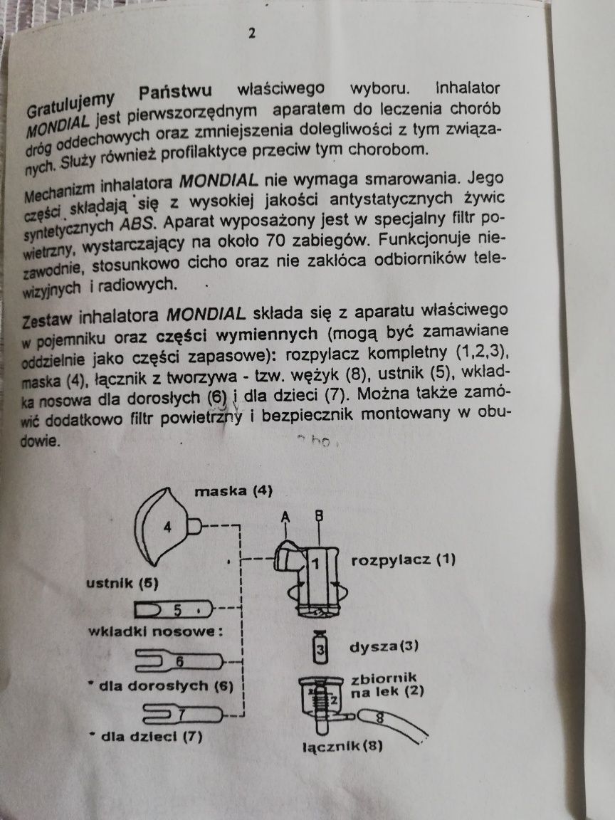 Inhalator osobisty mondial