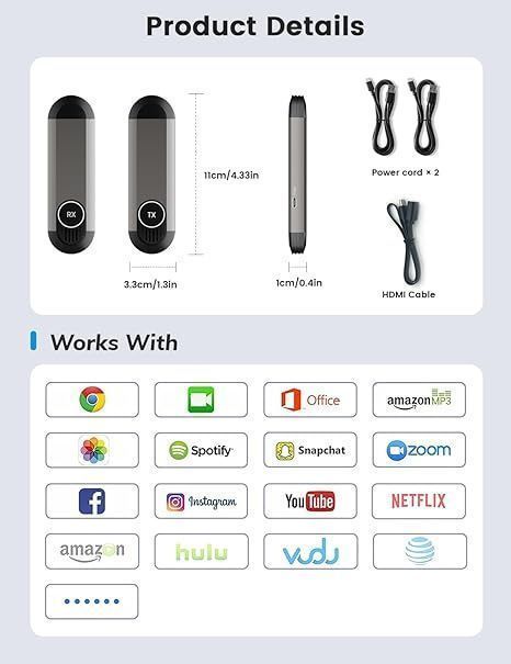 Bezprzewodowy Nadajnik Hdmi 4K 2.4G/5G Plug&Play 30M Pc Tv