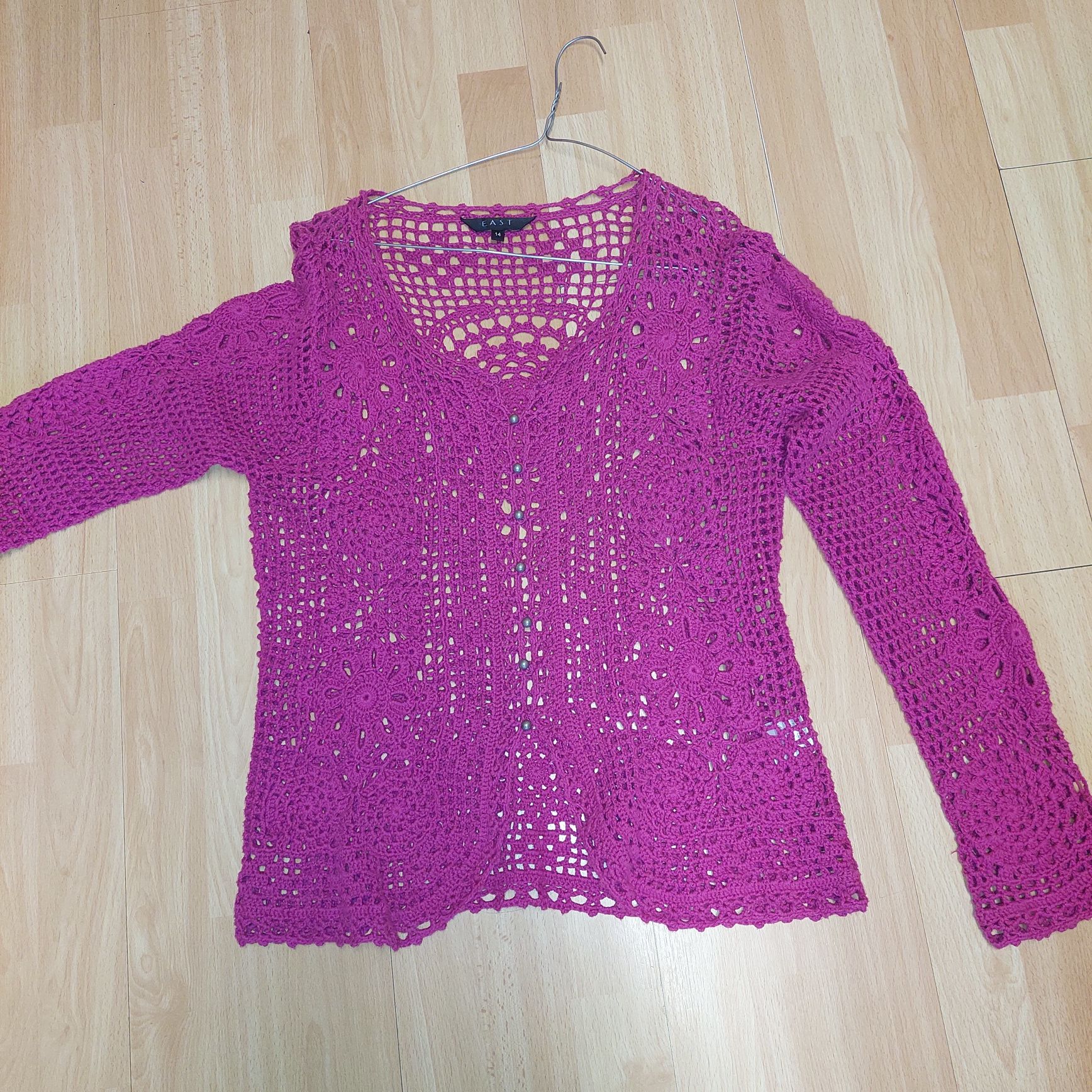 Sweter ażurowy  fusja r.42,44 East 100% bawełna