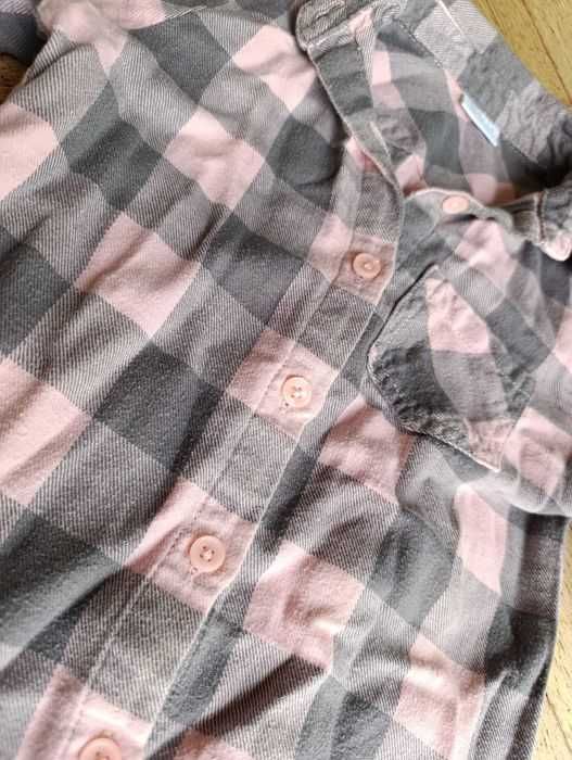 F&F Koszula flanelowa różowo-szara dziewczęca rozmiar 4-5 years