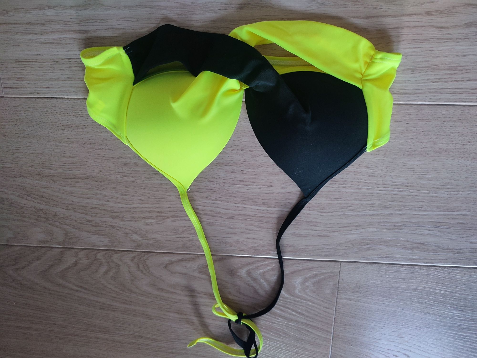 Nowy żółto czarny dwuczęściowy strój kąpielowy sm