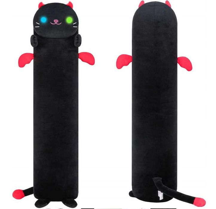 Pluszowa poduszka czarny wydłużony kotek 70cm