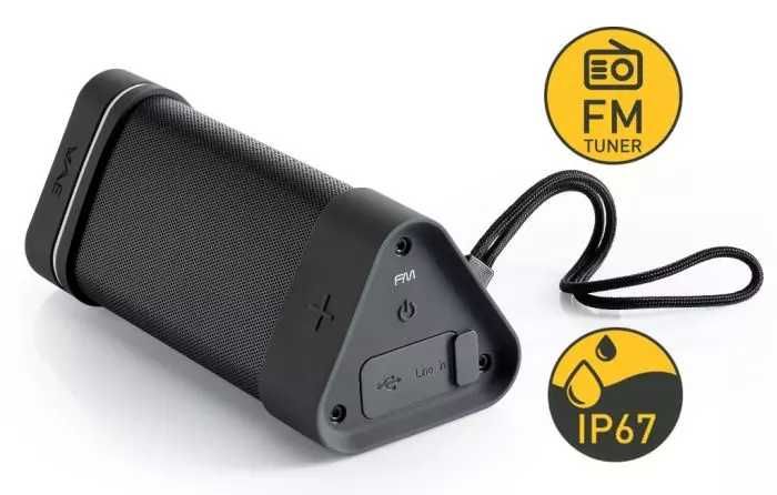 Coluna Bluetooth com rádio FM, marca Hercules DJ, 04 Plus FM