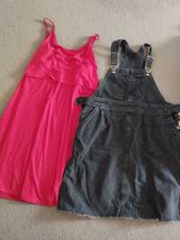 Dwie sukienki ciążowe rozkloszowane i jeansowa