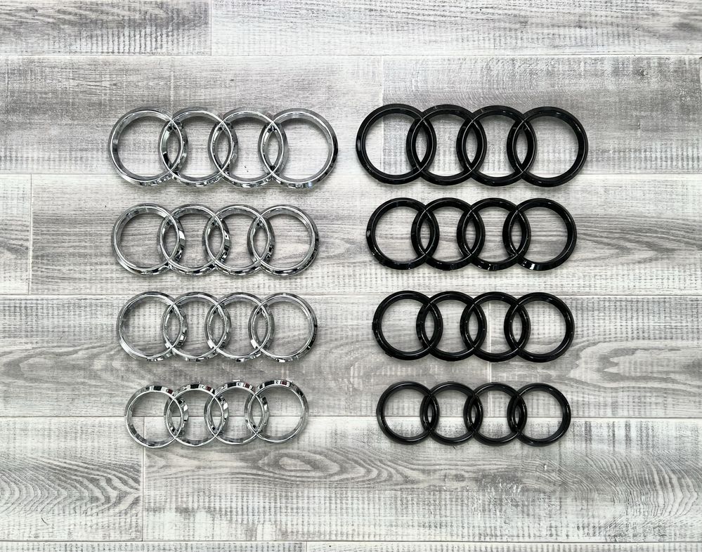 Емблема значок логотип Ауді кільця Audi эмблема кольца хром чорні