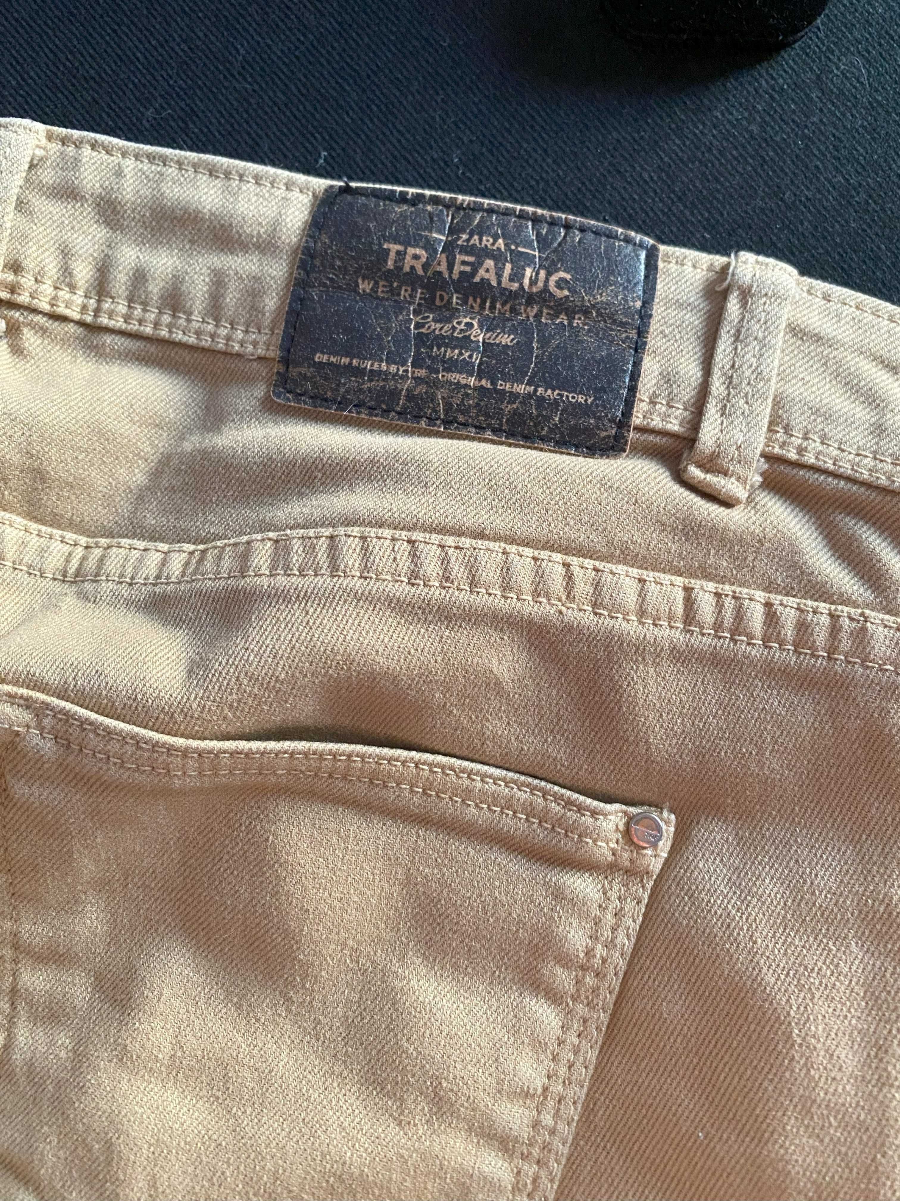 Stylowe spodnie damskie Zara beżowe jeansy rurki XS