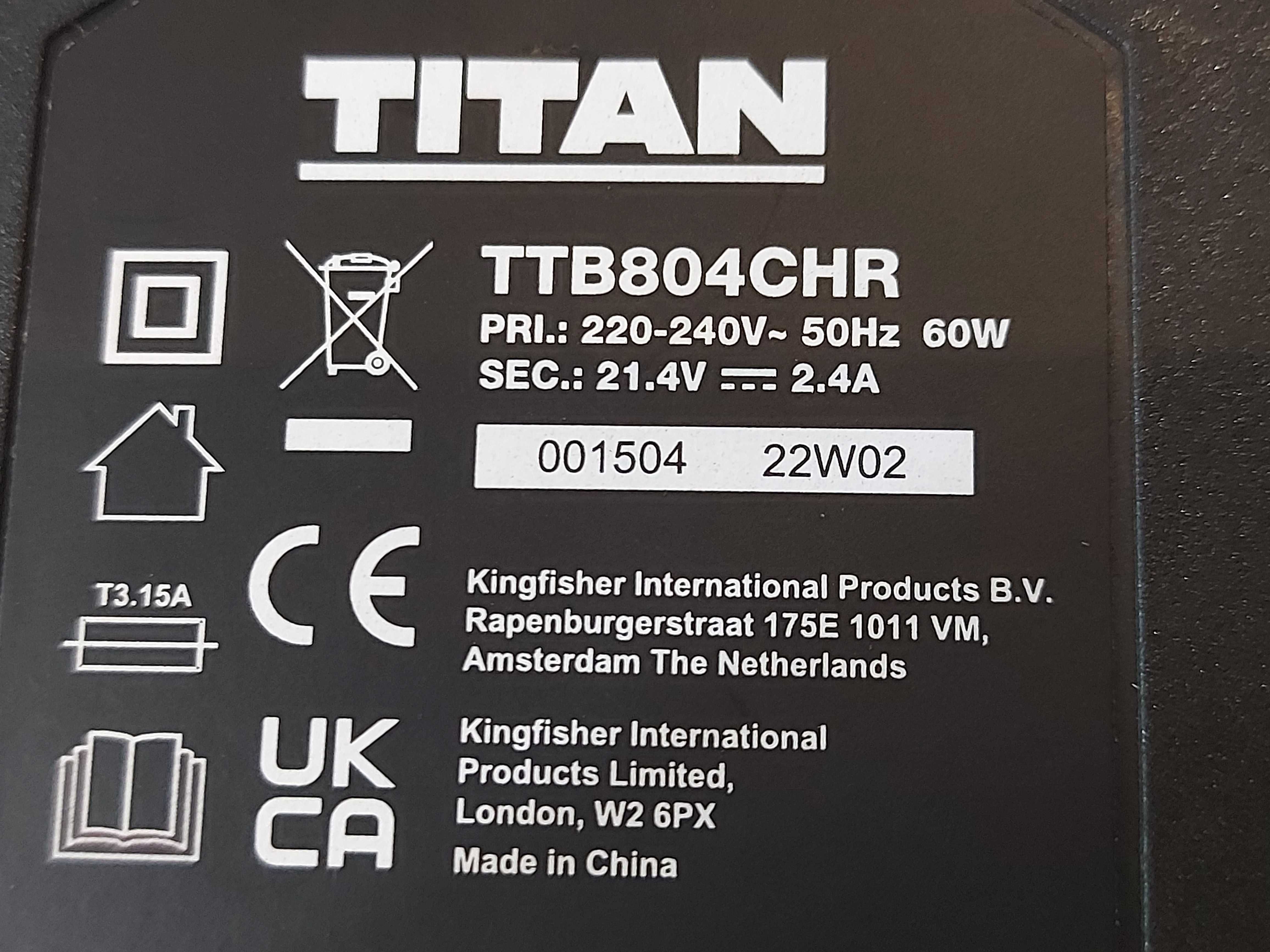 Ładowarka   Titan TTB804CHR 18V   Li-ion   21,4V   2,4A