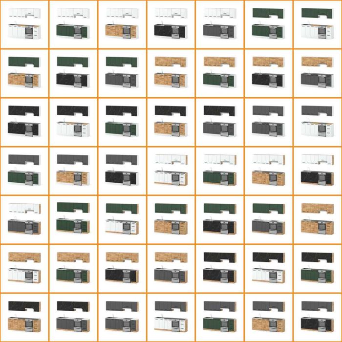 Kuchnia Z Blatem Mokka 2.4m Nowoczesny Zestaw Z Uchwytami Modułowy