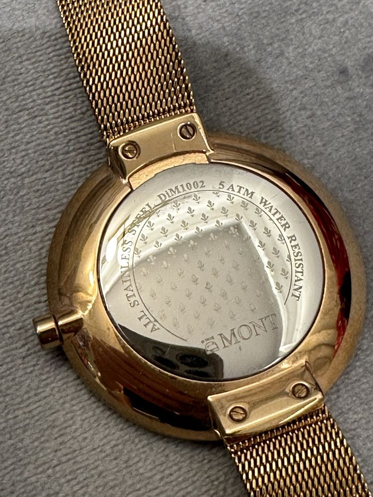 Złoty zegarek damski Dimont (stal szlachetna) bordo BRIJU