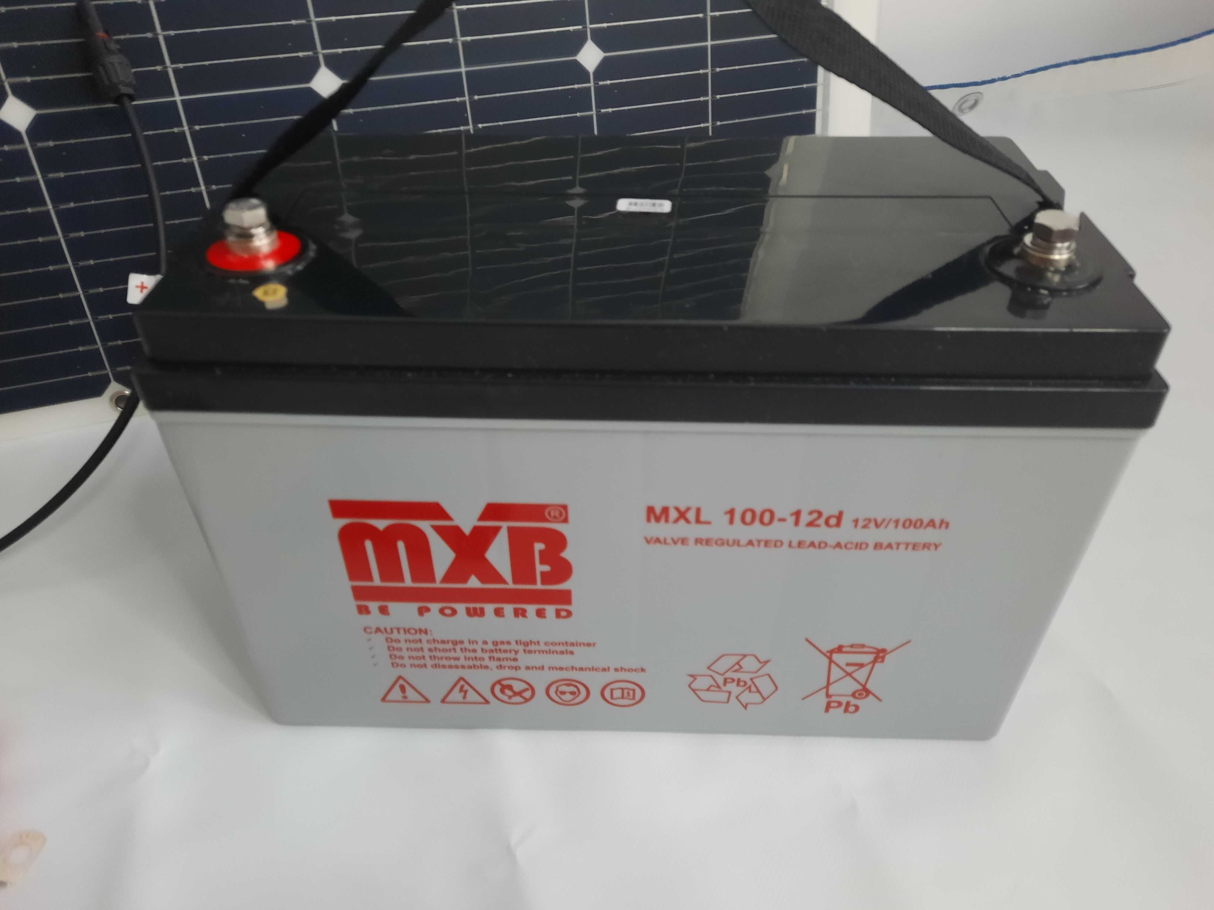 Zestaw solary kamper przyczepa łódź garaż 2 akumulatory przetwornica
