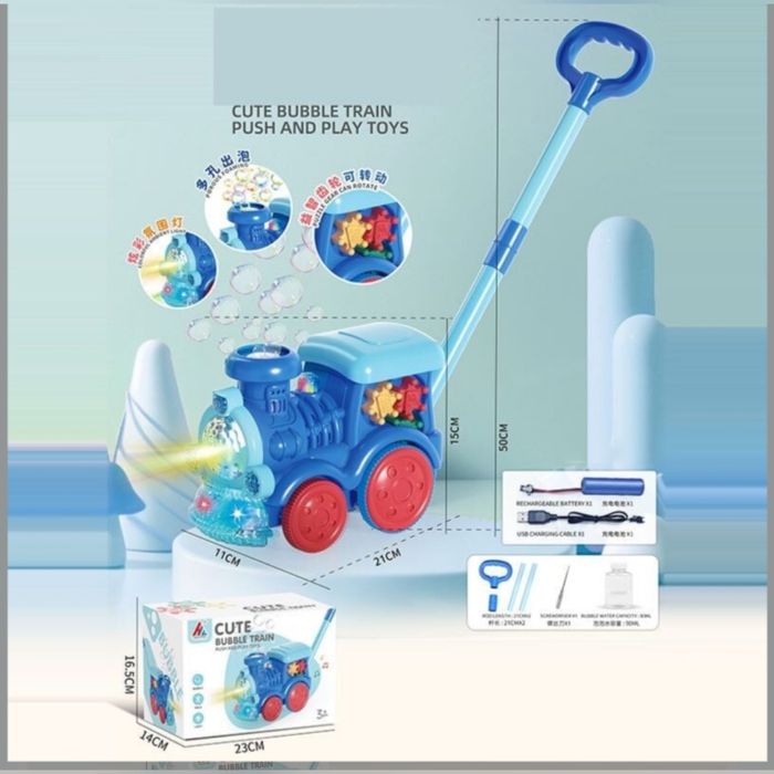 Каталка на палочці потяг поїзд паровозик мильні бульбашки акумулятор
