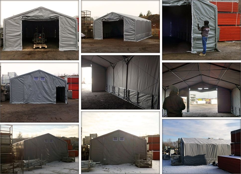 Hala namiotowa 6x16x2 szara przemysłowa PVC namiot magazynowy MTB