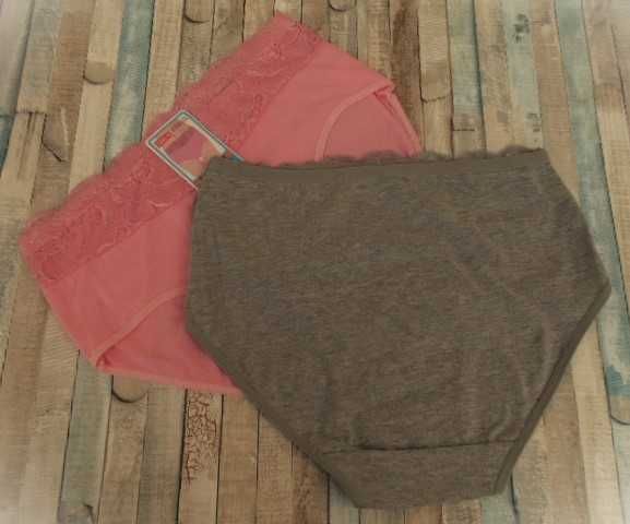 pakiet 2 szt. // majtki bawełniane XL  różowe i szare  z koronką