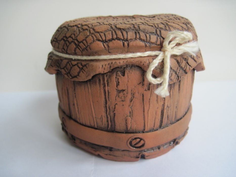 Копилка Бочонок. Латышский народный промысел задымленная керамика