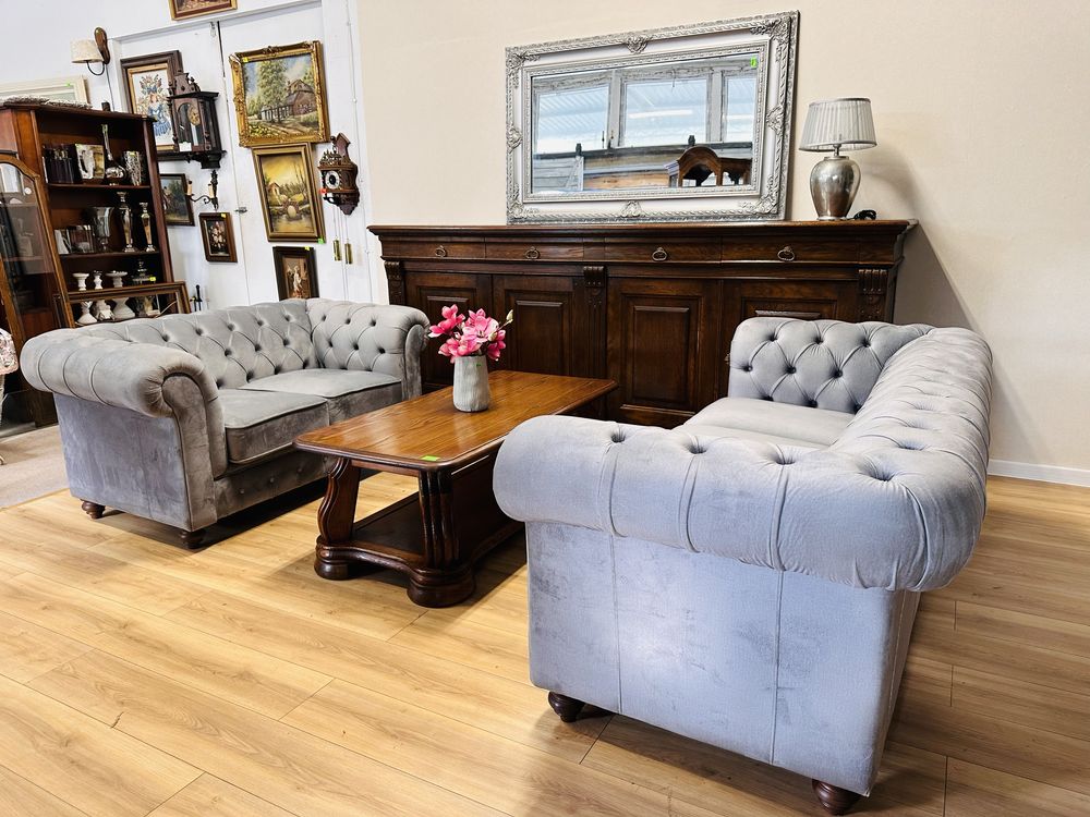 Efektowny komplet chesterfield 3+2 W IDEALNYM STANIE :)
