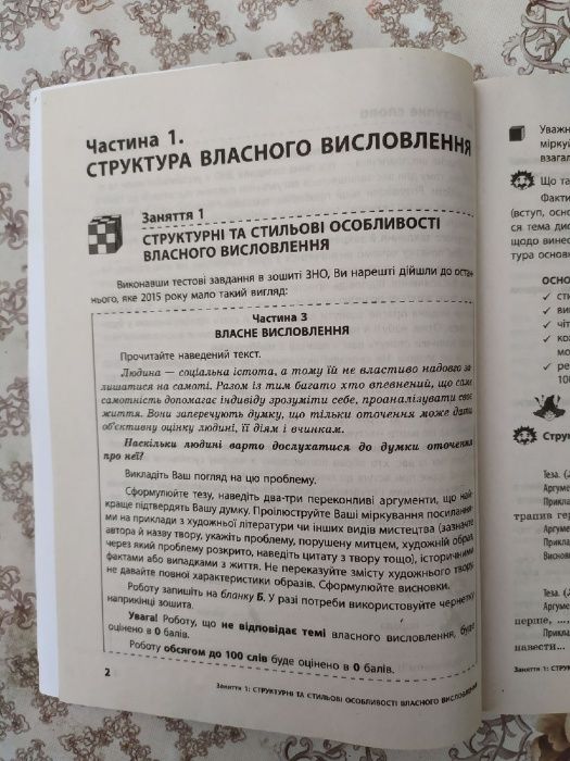 Підготовка до ЗНО з укр. мови та літератури. Власне висловлювання