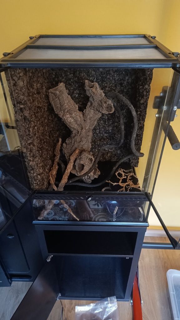 Terrarium 45x45x60 + szafka + lampa
