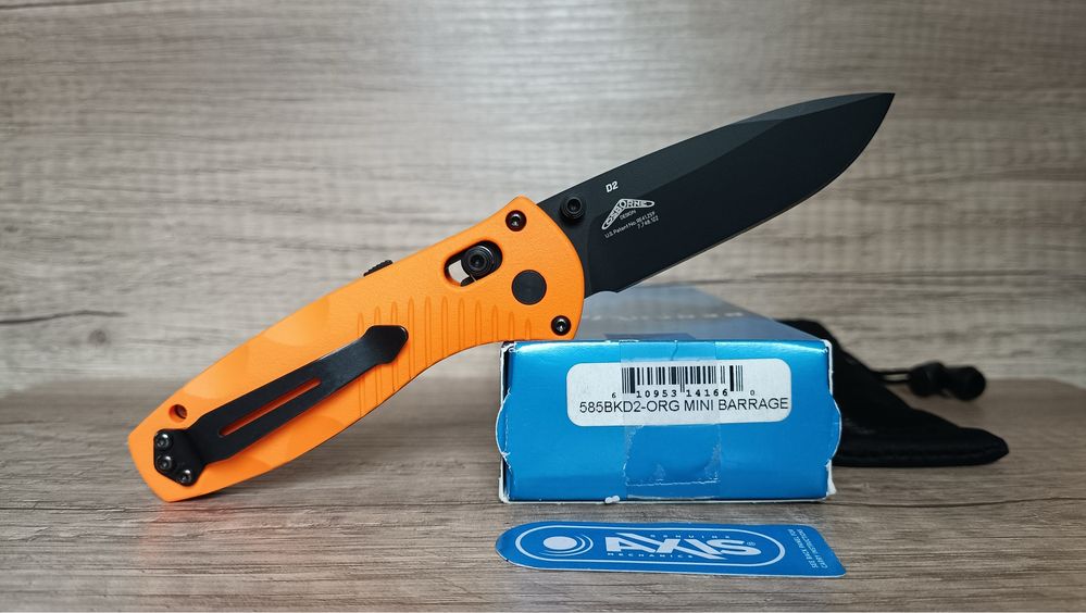 складний ніж Benchmade 585BKD2-ORG MINI BARRAGE. Оригінал!