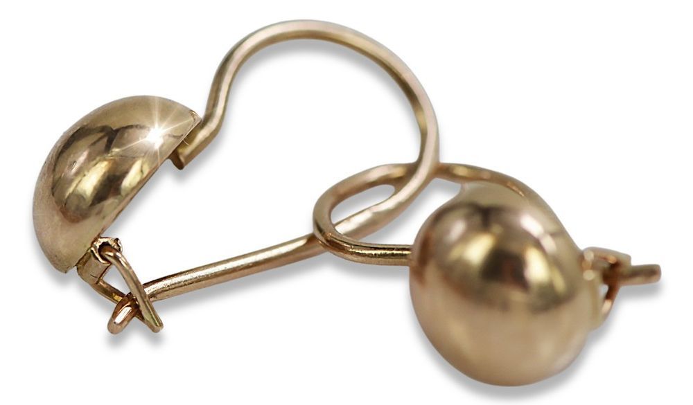 Rosyjskie różowe złoto kolczyki kulki 14k 585 ZSRR Vintage ven130 Gdań