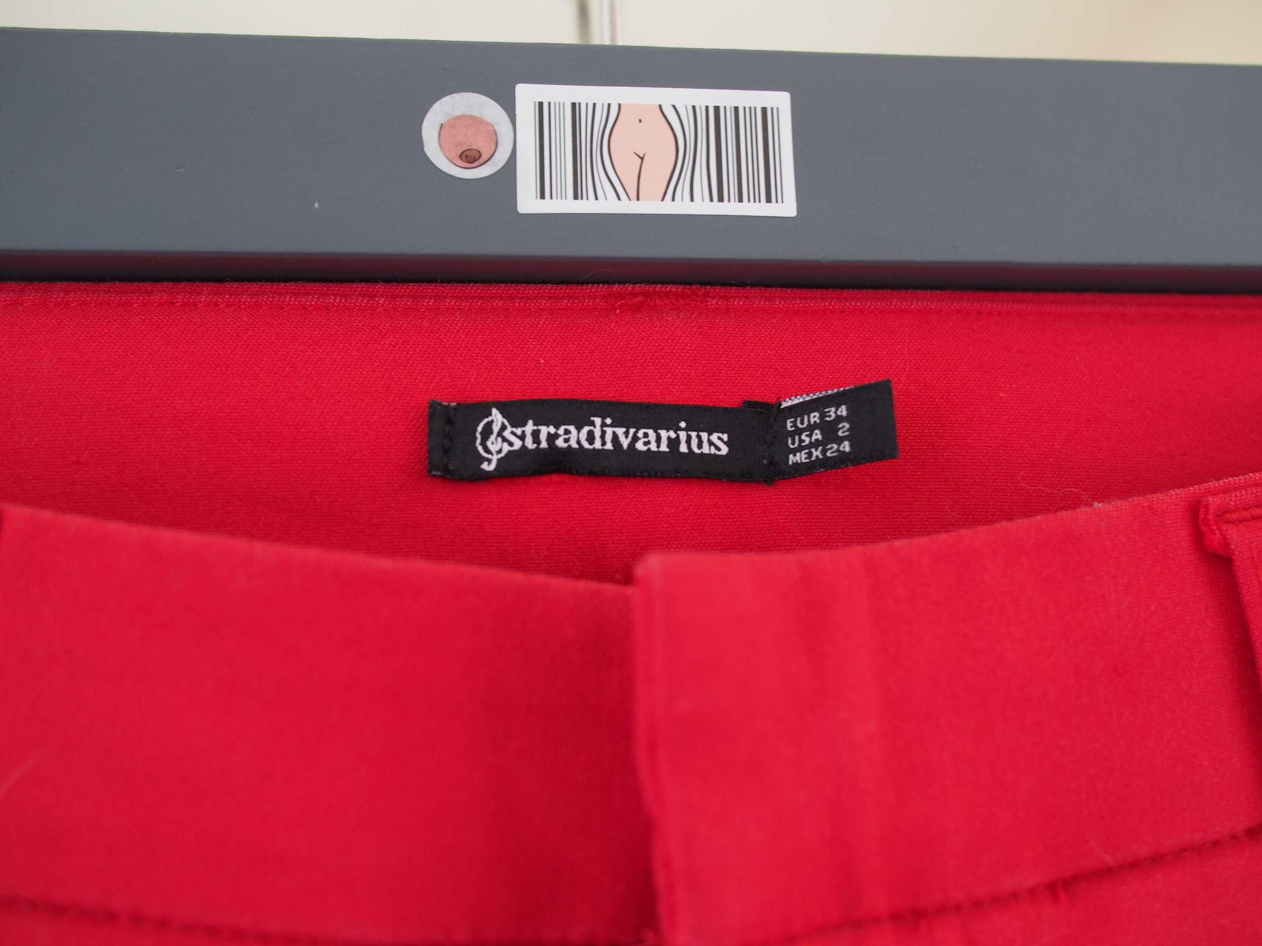 Czerwone eleganckie spodnie casual Stradivarius 34 XS