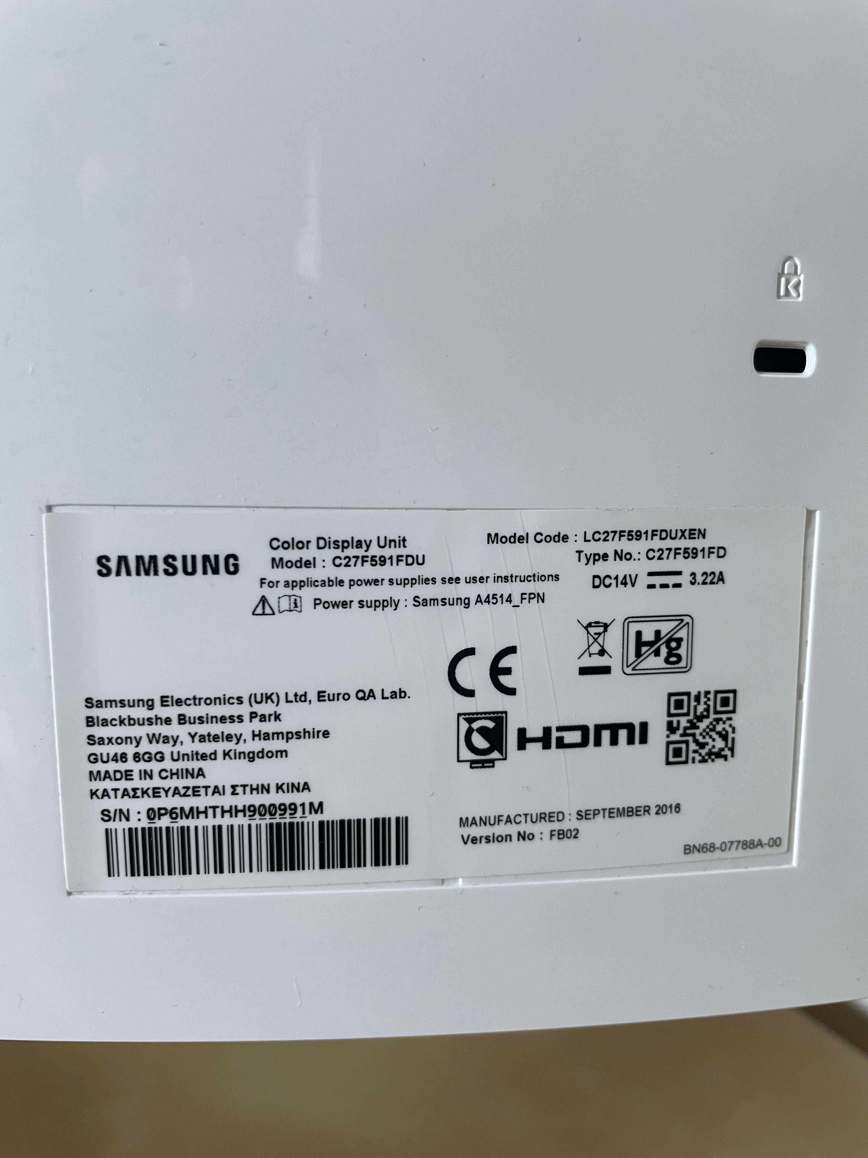 Monitor SAMSUNG C27F591FDU 27" 1920x1080px 4 ms Curved