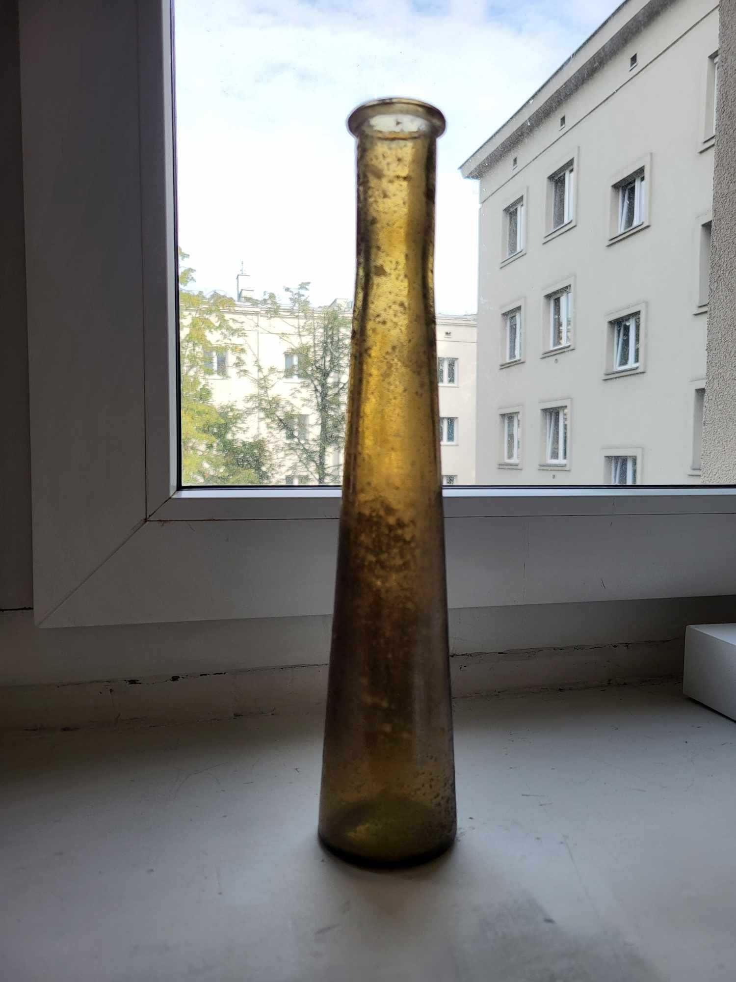 Butelka szklana/ wazon Tuba bursztyn