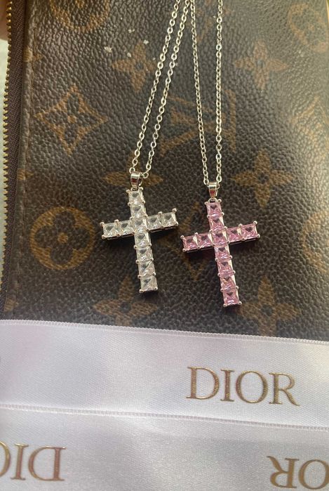 кольє хрестик з камінчиками