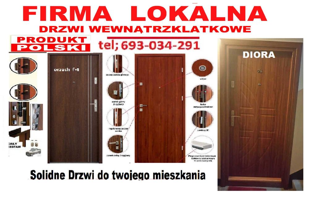 Drzwi zewnętrzne -wejściowe z montażem ,akustyczne wewnątrzklatkowe