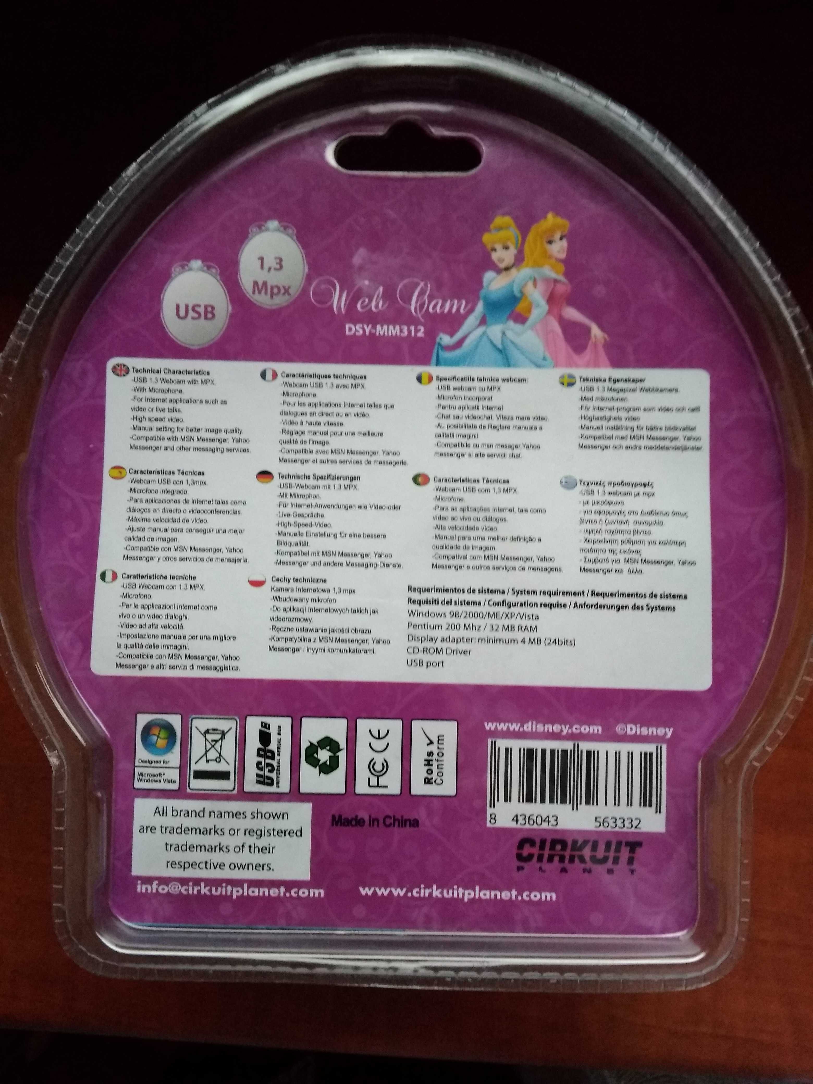 Disney Princess kamerka internetowa USB 1.3 MPX, mikrofon, port USB
