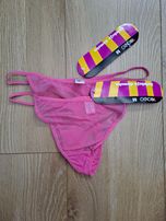 2+1 Stringi damskie Atlantic, rozmiar S, 2 sztuki, kolor różowy, siate