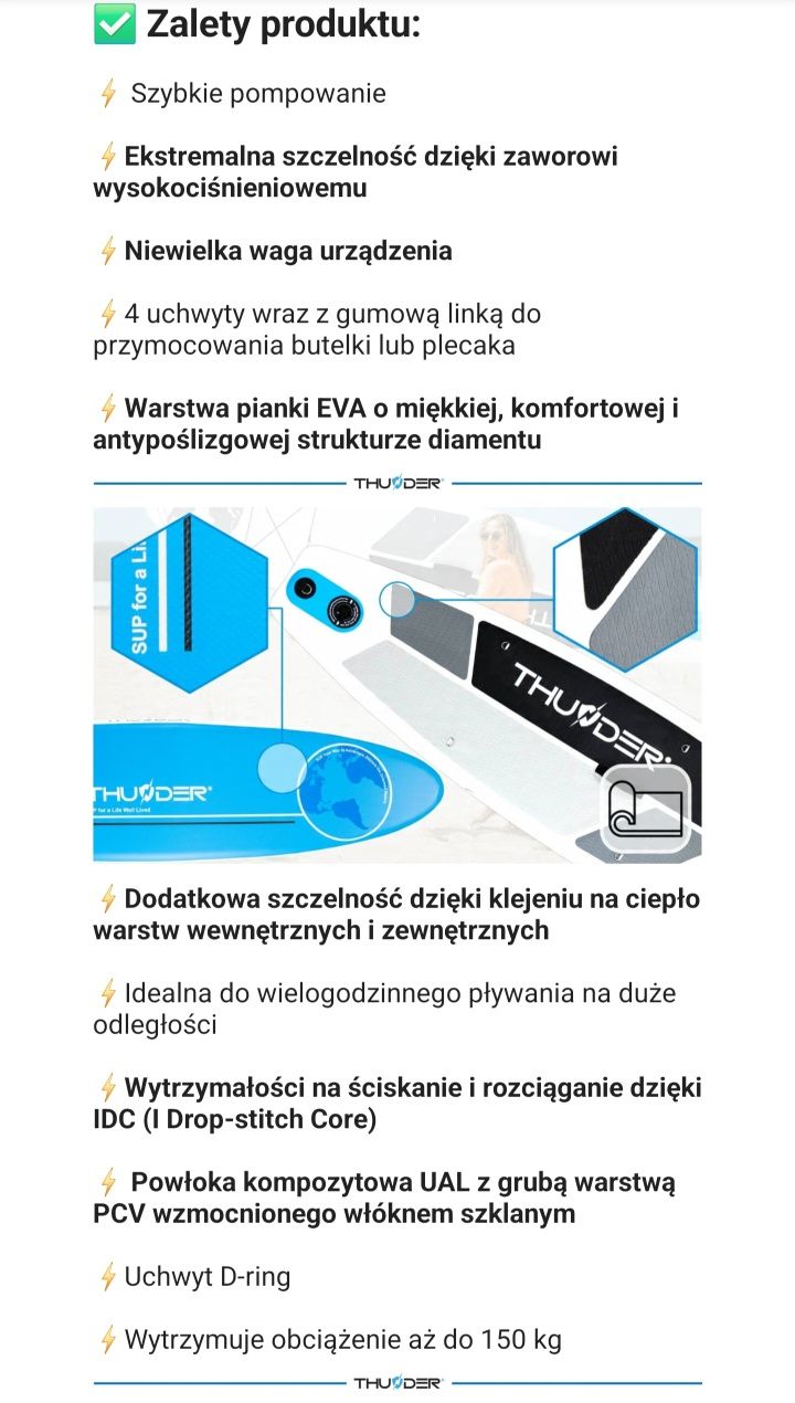 Deska SUP 320cm Stabilna