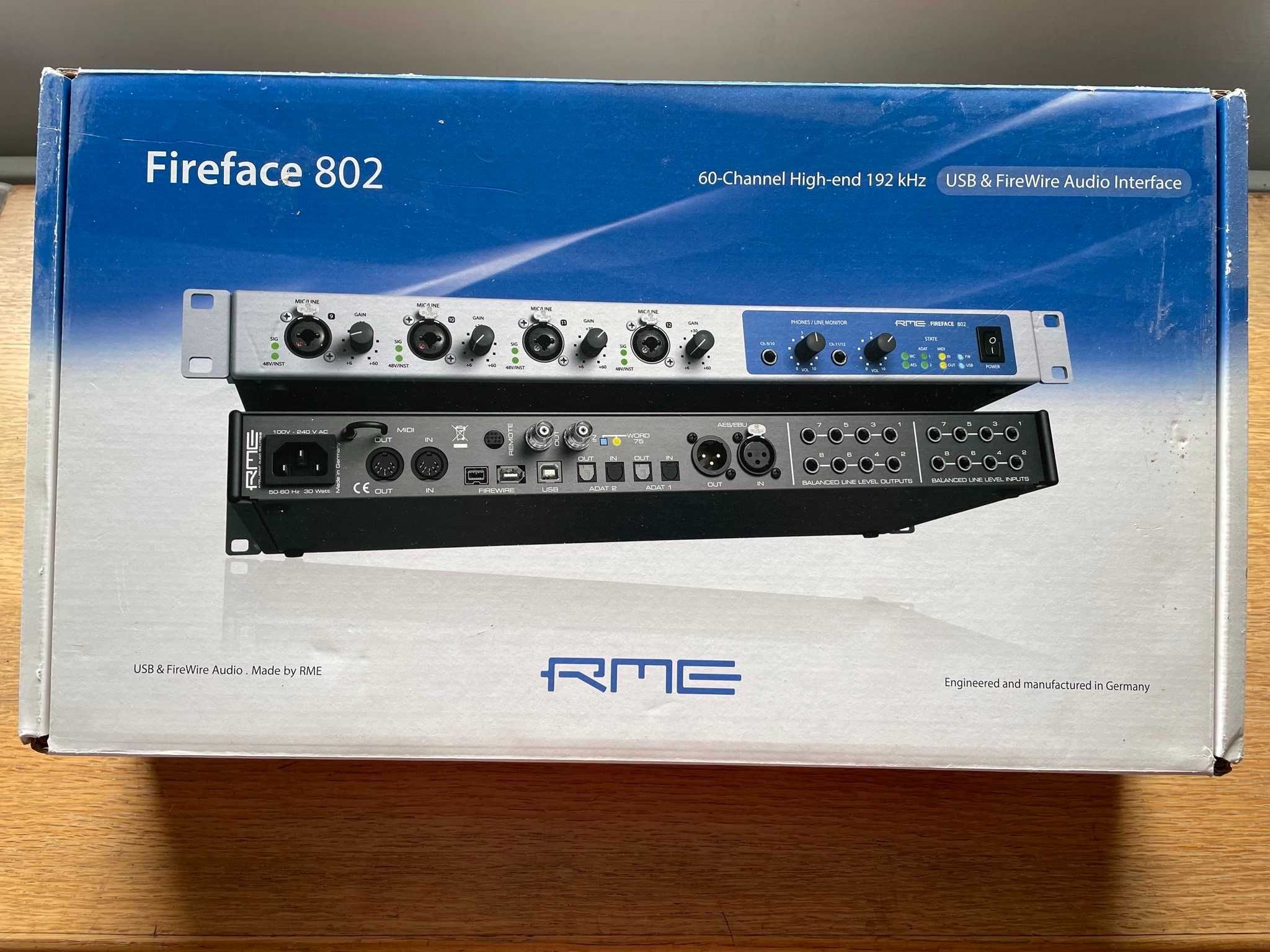 RME Fireface 802 Interface Audio USB/Firewire 19" rack (60 ch/canais)
