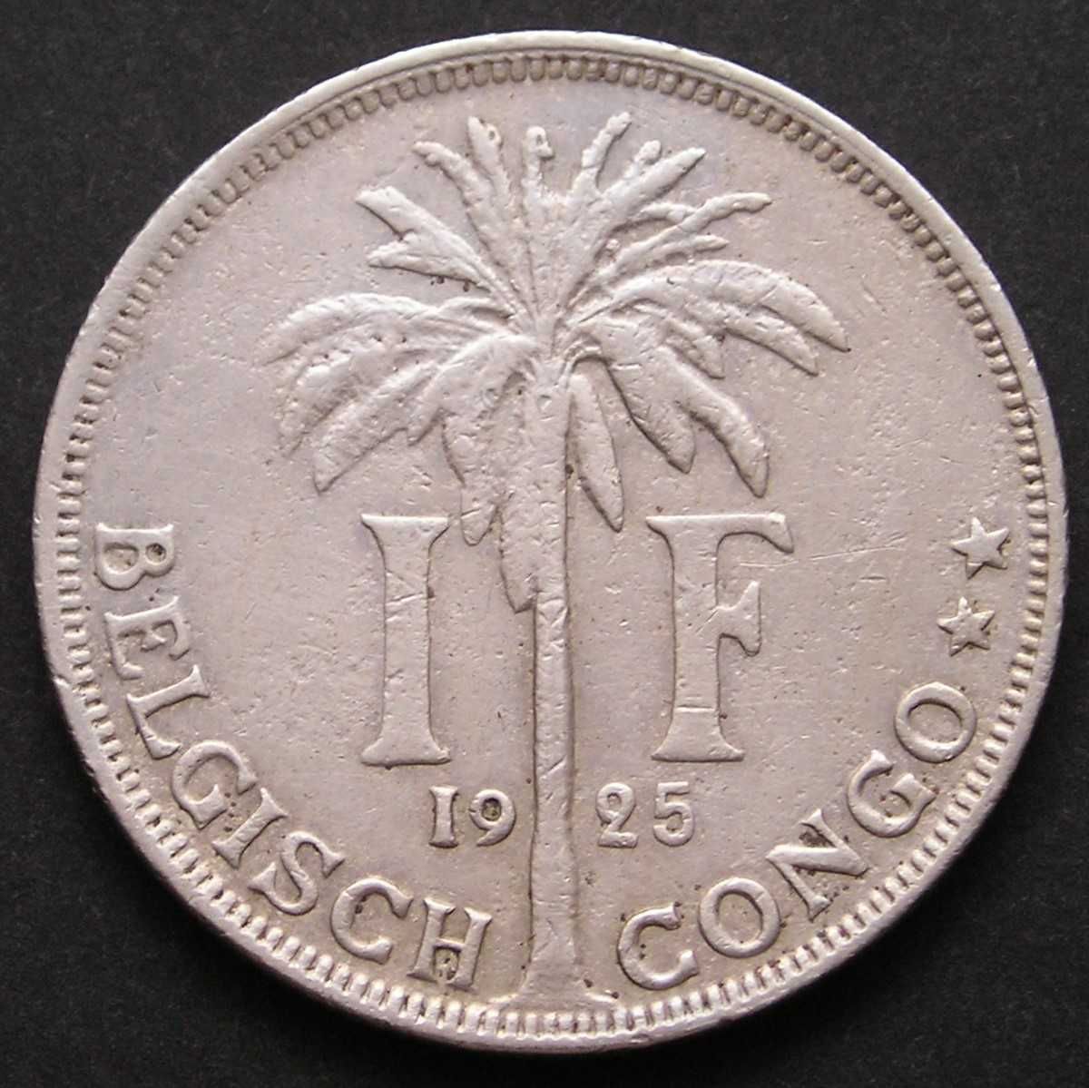 Kongo Belgijskie 1 frank 1925 - król Albert