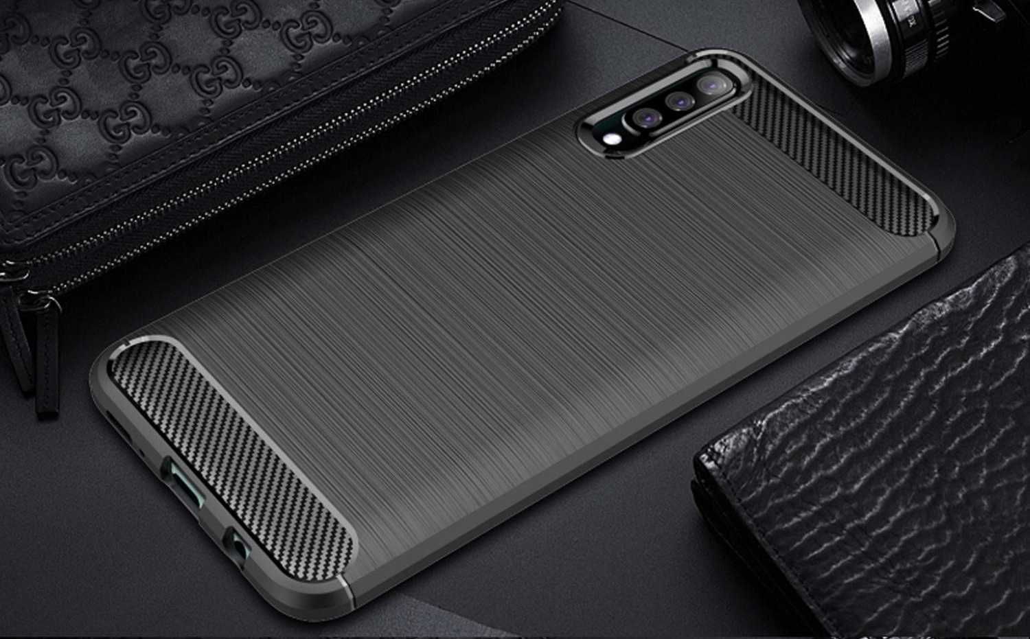 Etui Carbon do Samsung Galaxy A50 + Szkło Hartowane