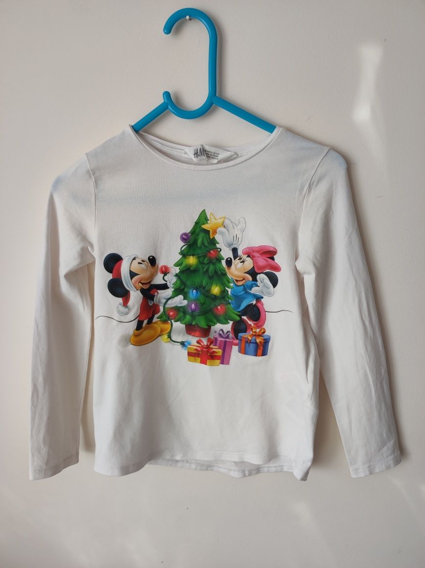 Bluzka H&M rozmiar 110/116 Minnie Mickey Boże Narodzenie Disney
