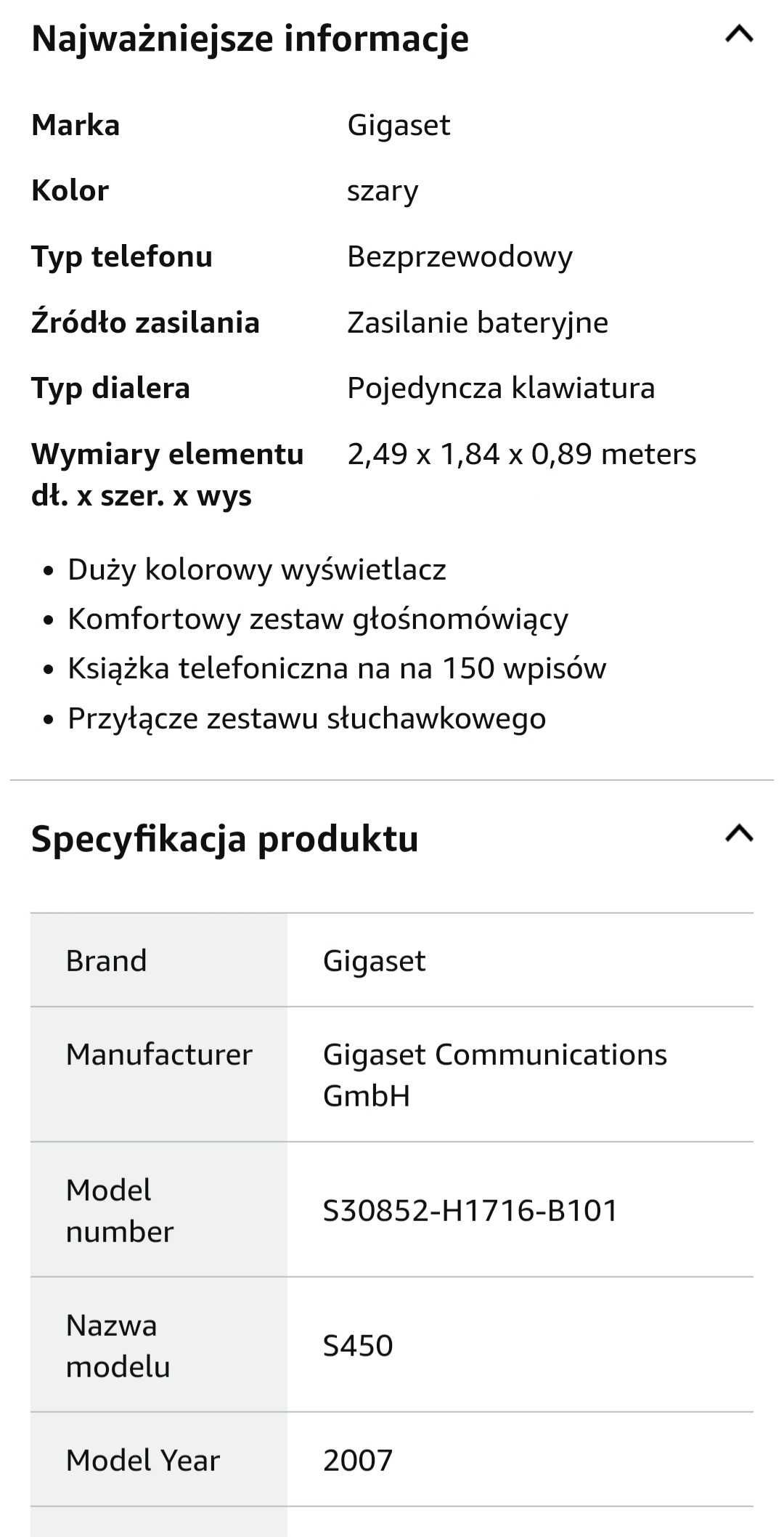 Siemens Gigaset S450 Telefon stacjonarny bezprzewodowy