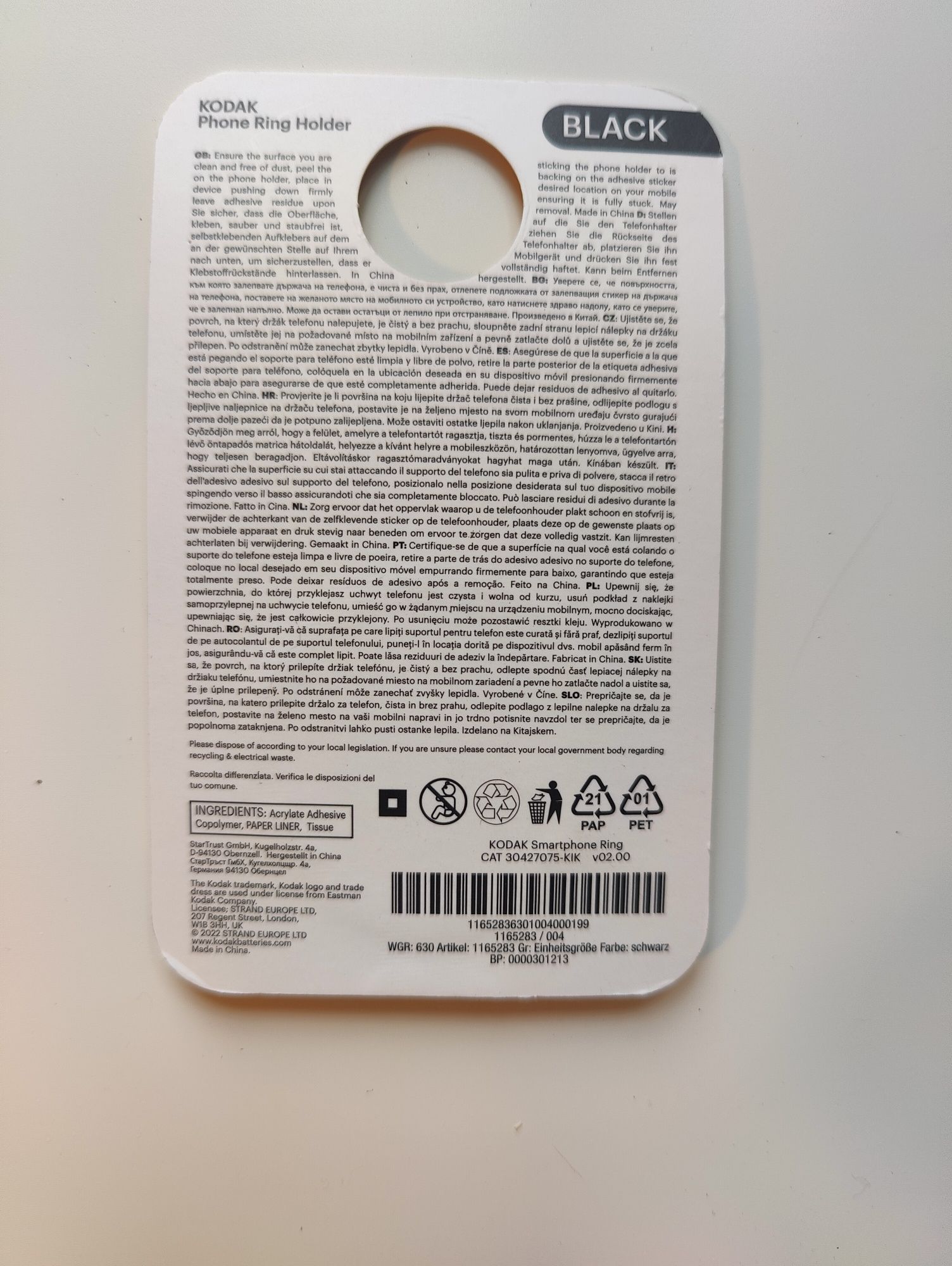 uchwyt pierścieniowy do smartfona marki Kodak