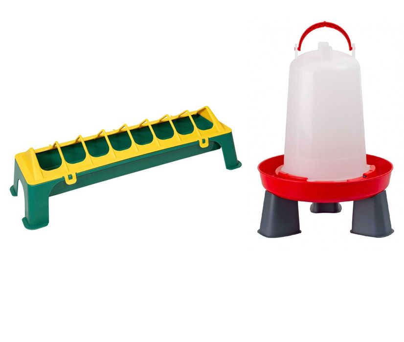 Zestaw Poidło 6L Na Nóżkach I Korytko Plastikowe Na Nóżkach 50Cm