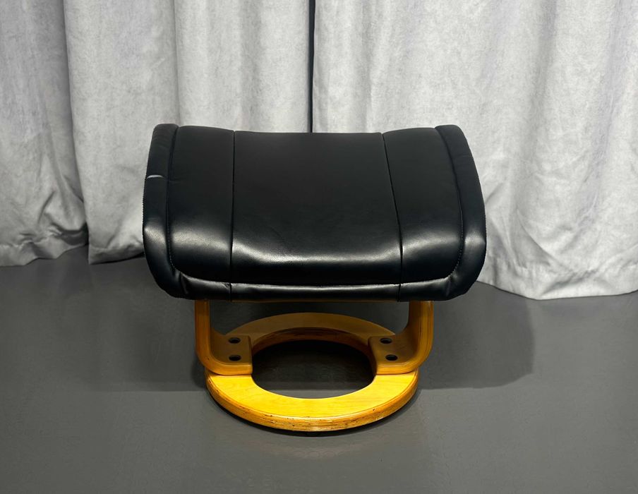 Чорний шкіряний пуф/пуфик/шкіряні пуфи/меблі з Європи/COMFORTLIFE