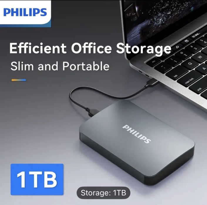 PHILIPS зовнішній SSD диск 1 Tb нові, заводські плівки і пломби