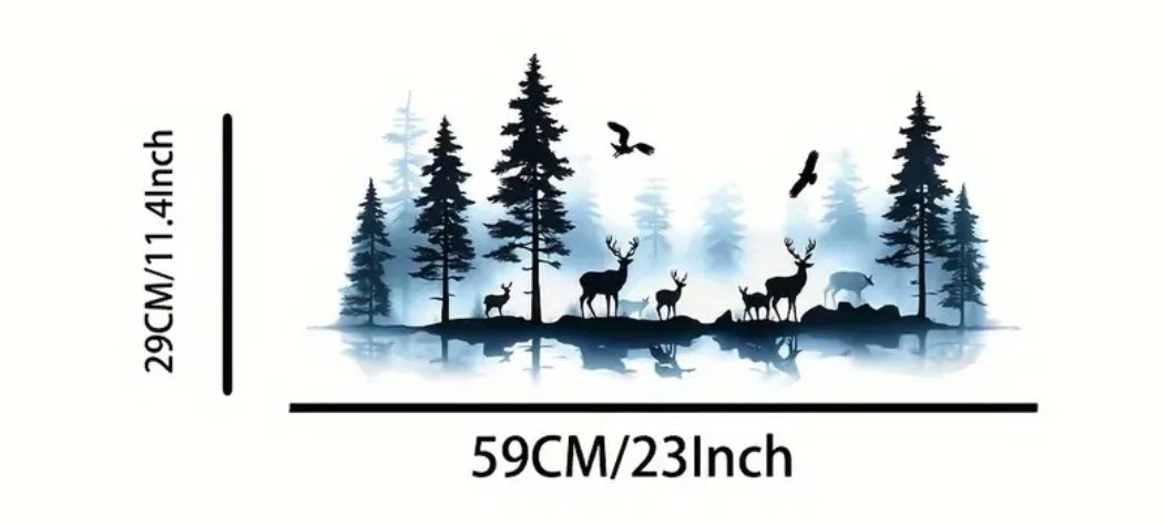 LAS NATURA - 59cm x 29cm - kolorowa naklejka na auto KAMPER ścianę