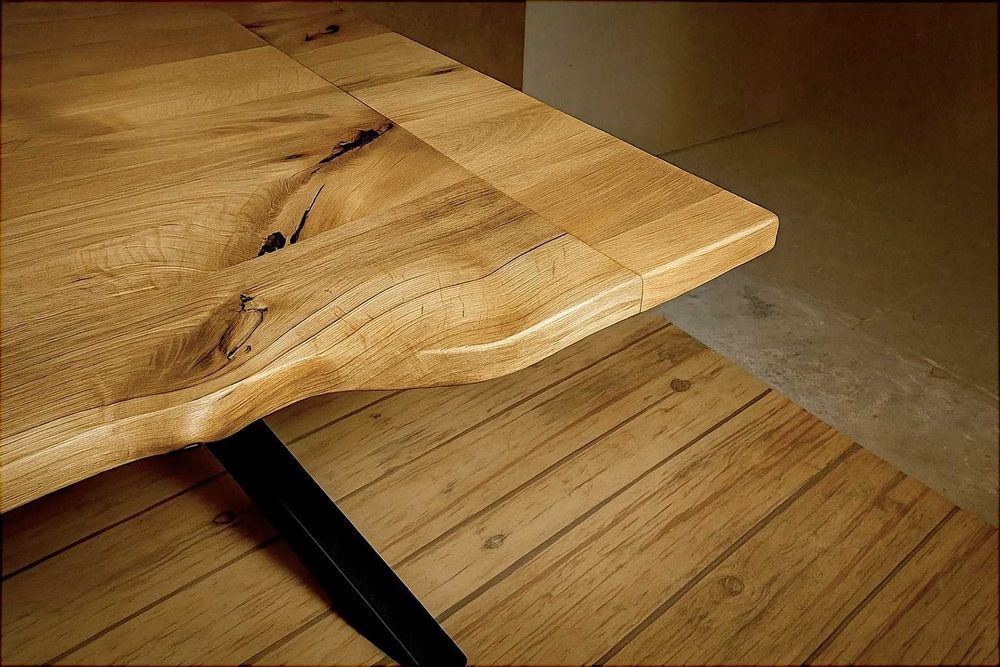 Stół Pająk Dębowy LOFT, 100% Lite Drewno DĄB, Rozkładany.