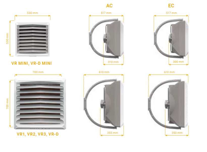 Nagrzewnica wodna VOLCANO VR MINI AC 3-20kw ogrzewanie biuro hala