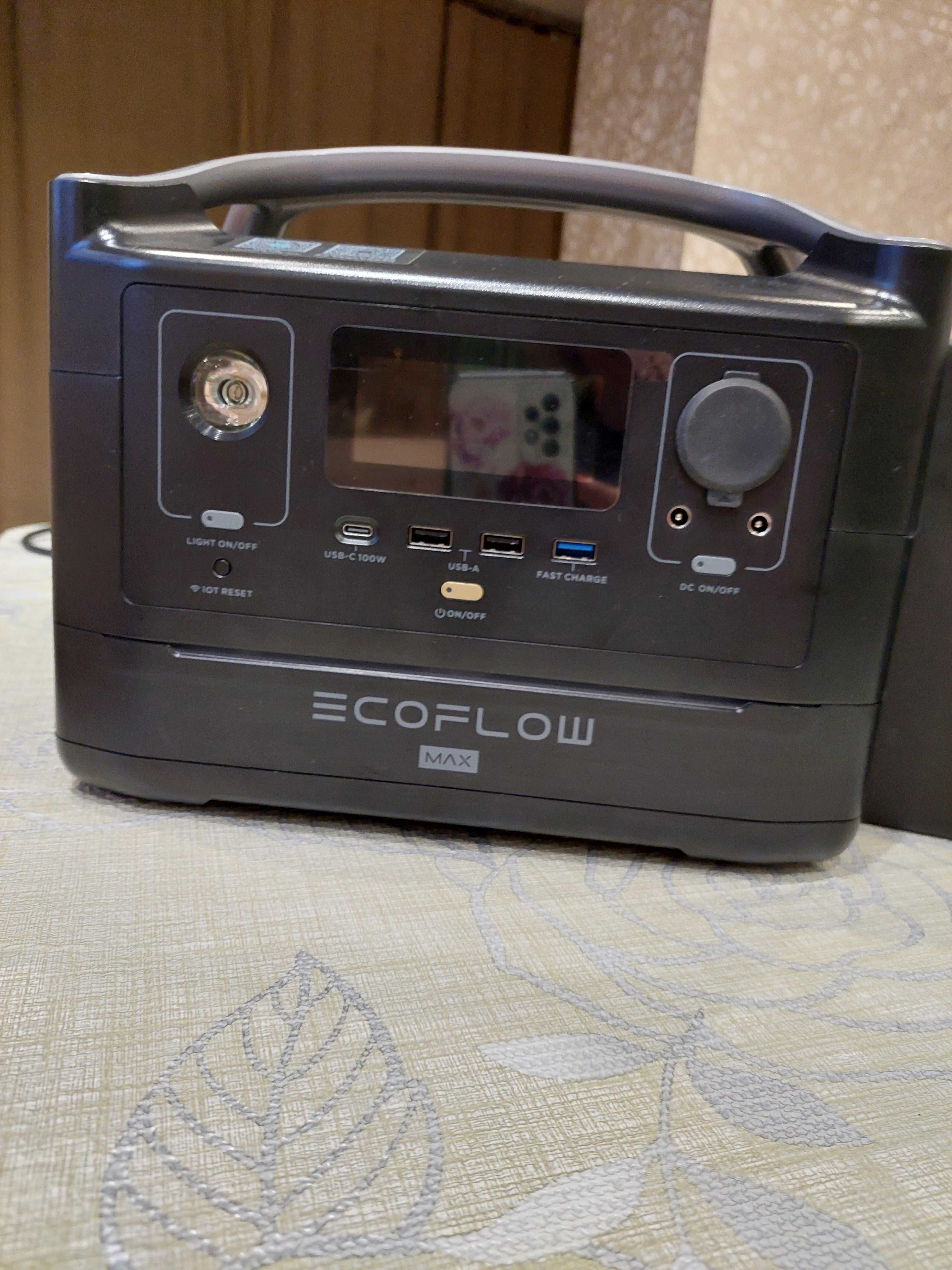 Прода Ecoflow RIVER max: 576 Wh, 600 W (1200 W)