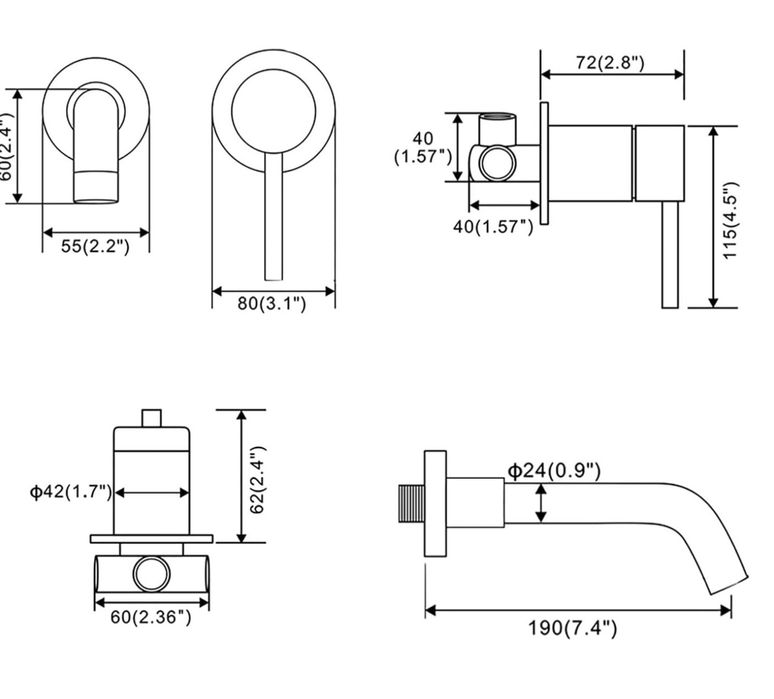 Torneira de parede dourada