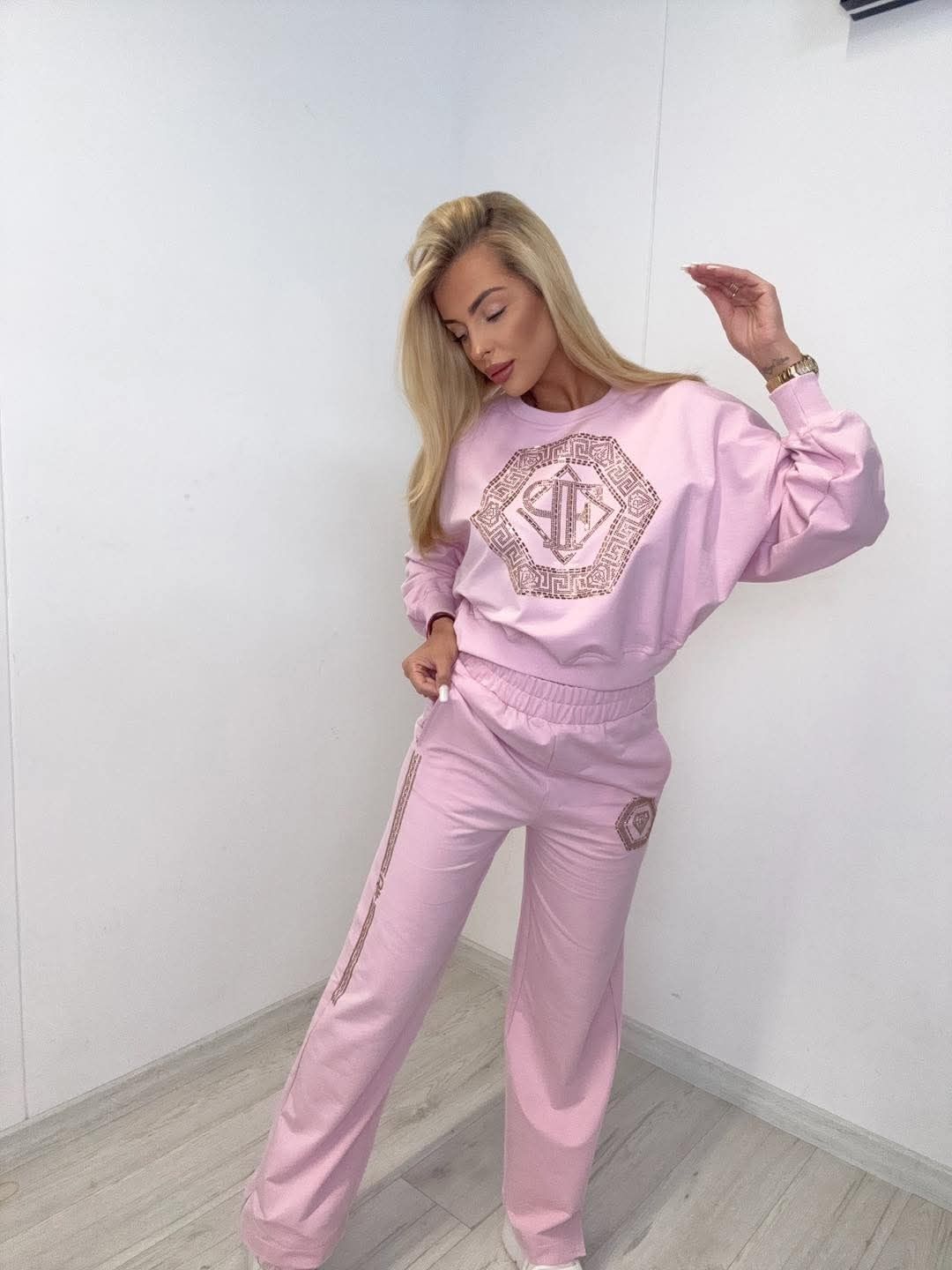 Piękny komplet dres z cyrkoniami dwa kolory paparazzi fashion